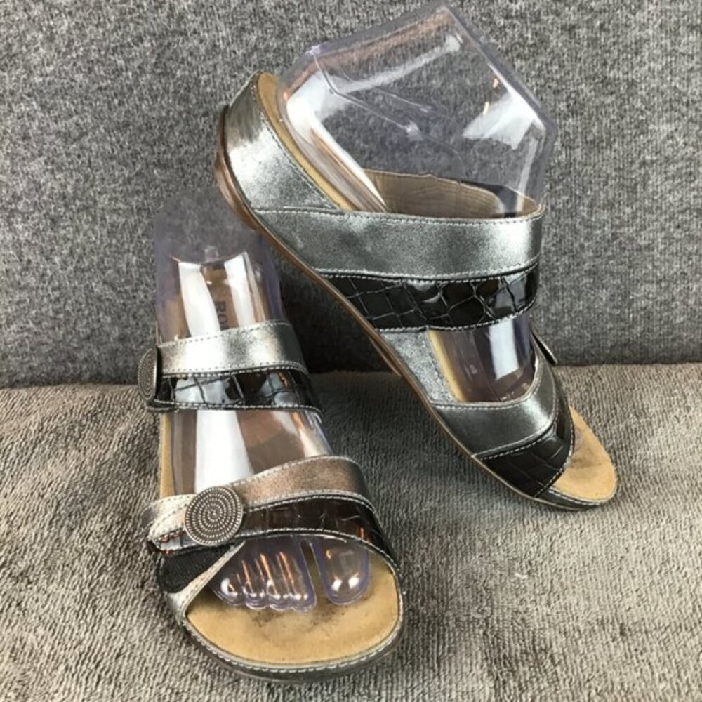Romika Leather Silver and Black Croc Print Fidschi-22 Comfort Shoes Sz 39|8.5 US